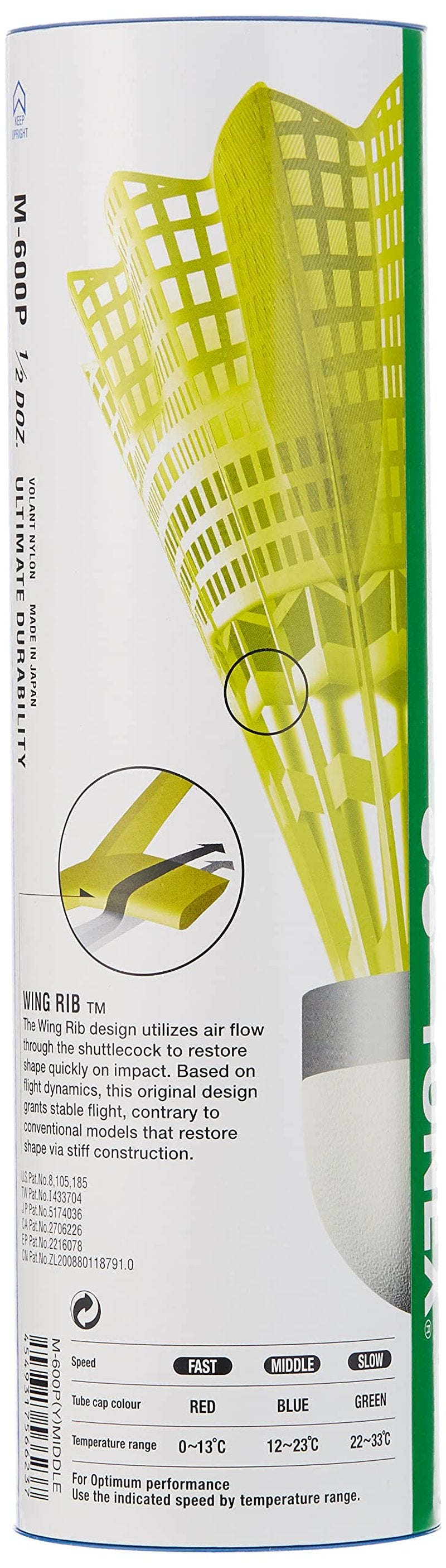 Yonex Mavis 600 Shuttles (Tube of 6) Yellow