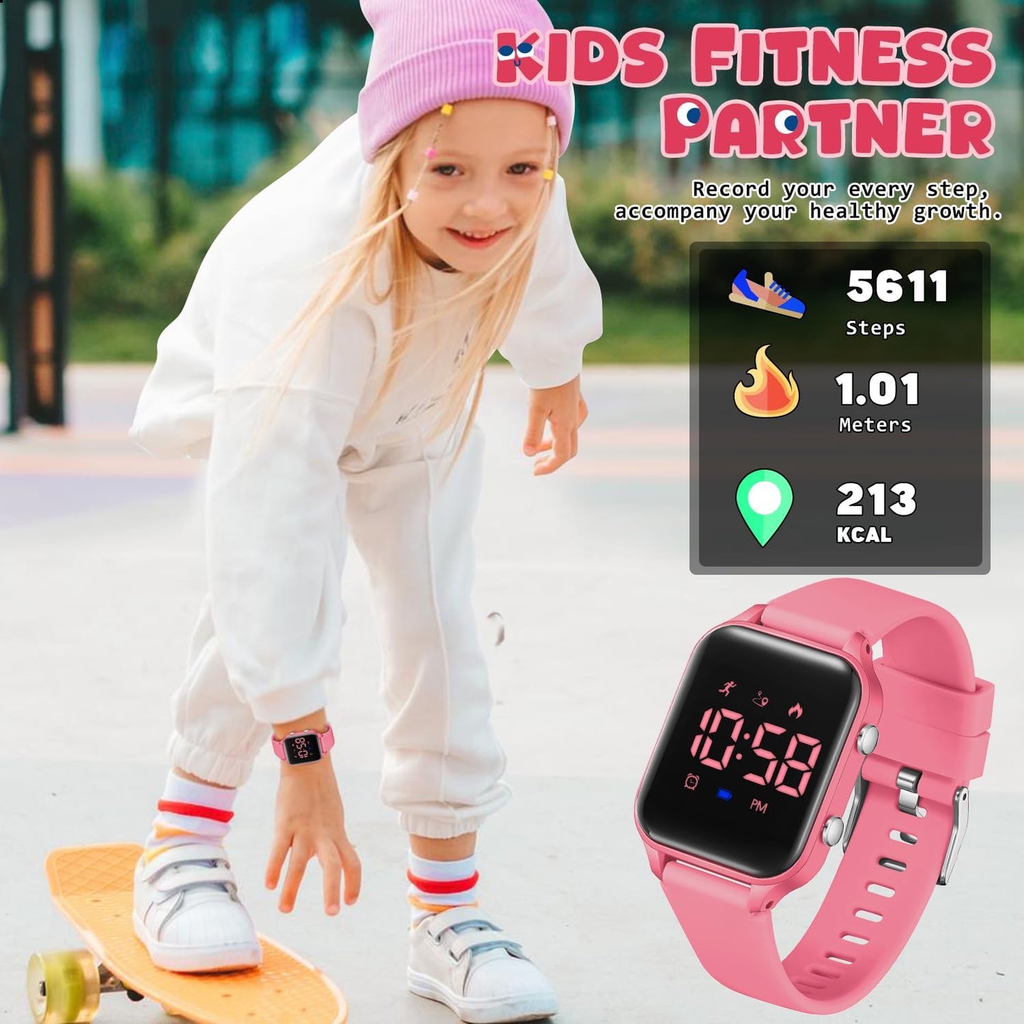 Skiennix Kids Digital Sports Watch - Waterproof Fitness Tracker with Pedometer & Alarm | Ages 5-14