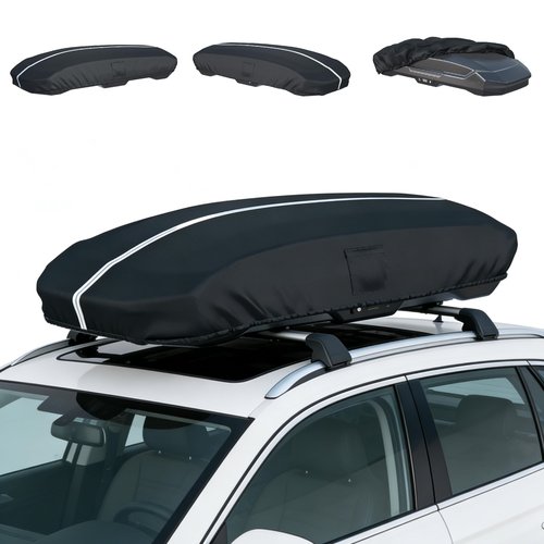 Roof Box Cover, Dimensions: 77 x 35 x 17 Inches Universal Waterproof, Dustproof, UV-Resistant, Scratch-Resistant Roof Box Cover Compatible with Thule, Perflex, Yakima Brands Bottom Snap-On Design