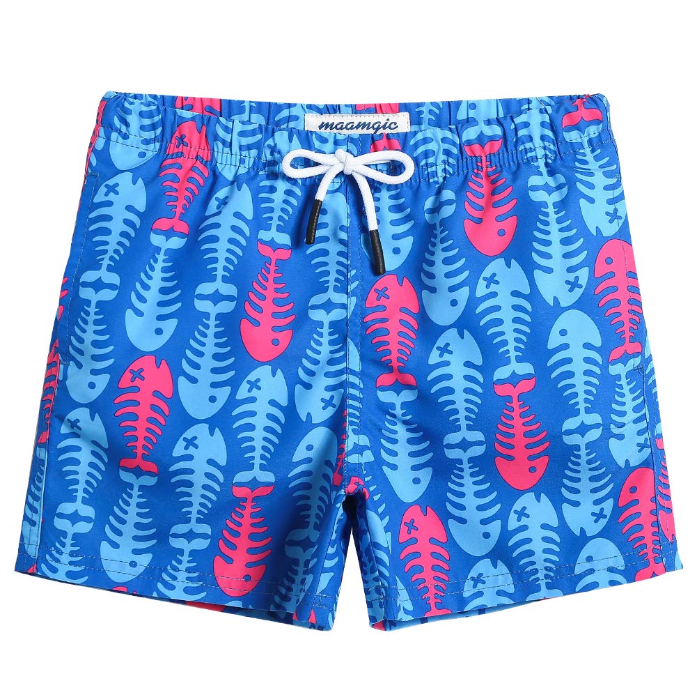 maamgic Boys Swim Trunks Toddler Swim Shorts Little Boys Bathing Suit Swimsuit Toddler Boy Swimwear,Fish-Blue,10 T