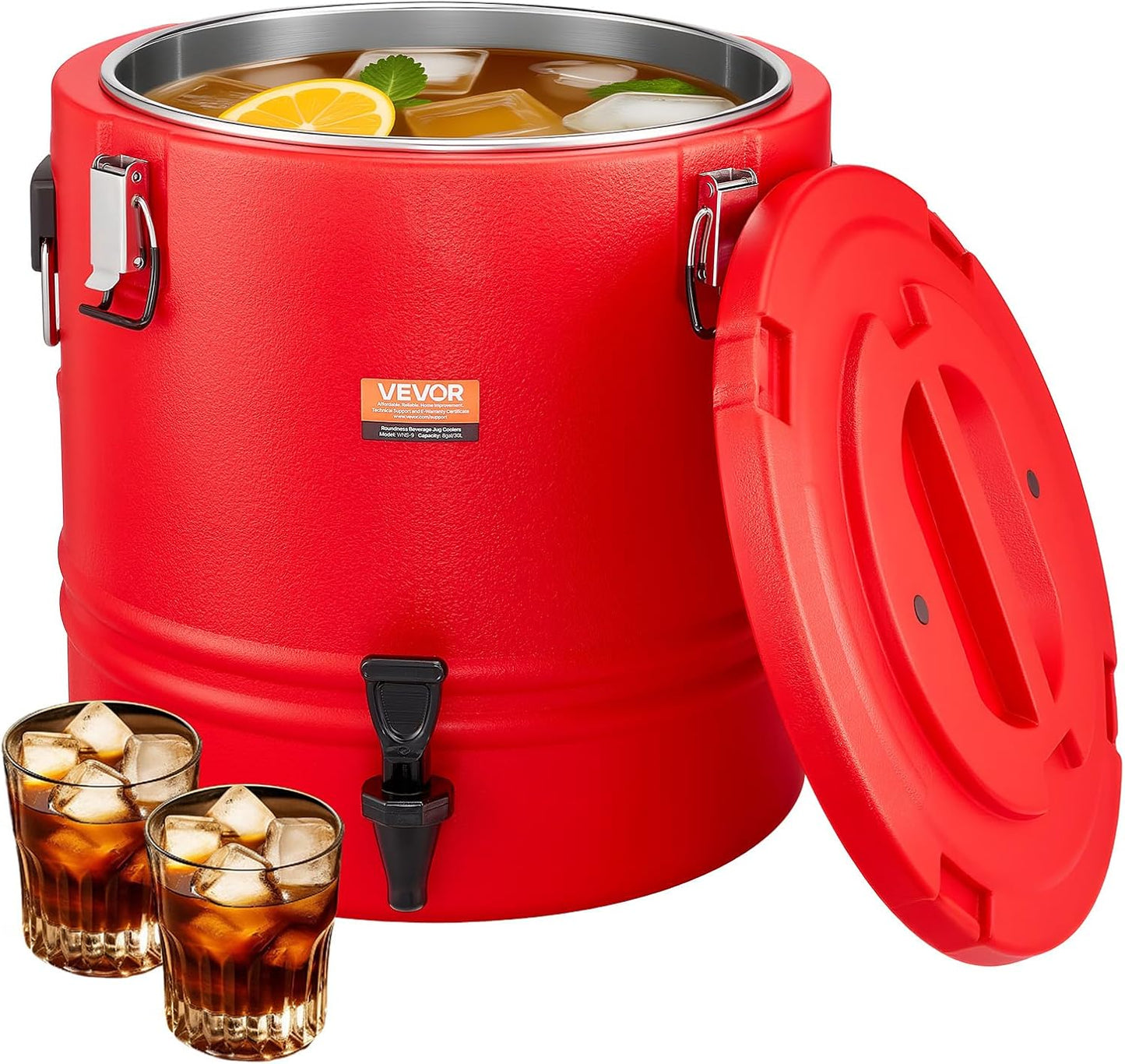 VEVOR Insulated Beverage Dispenser - 8 Gal Thermal Hot & Cold Drink Server with Spigot | Food-Grade 304 Stainless Steel Interior