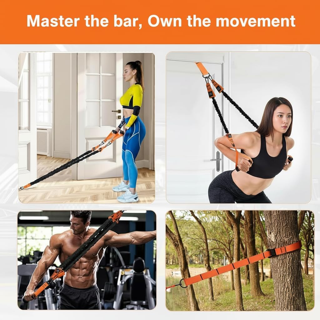 Adjustable Pull Up Assistance Bands with Foot and Knee Support, Heavy Duty Resistance Bands for Pull Up Bar, Full Body Strength Training System for Home Gym, Pull Up Assist Bands with Handles and Bag
