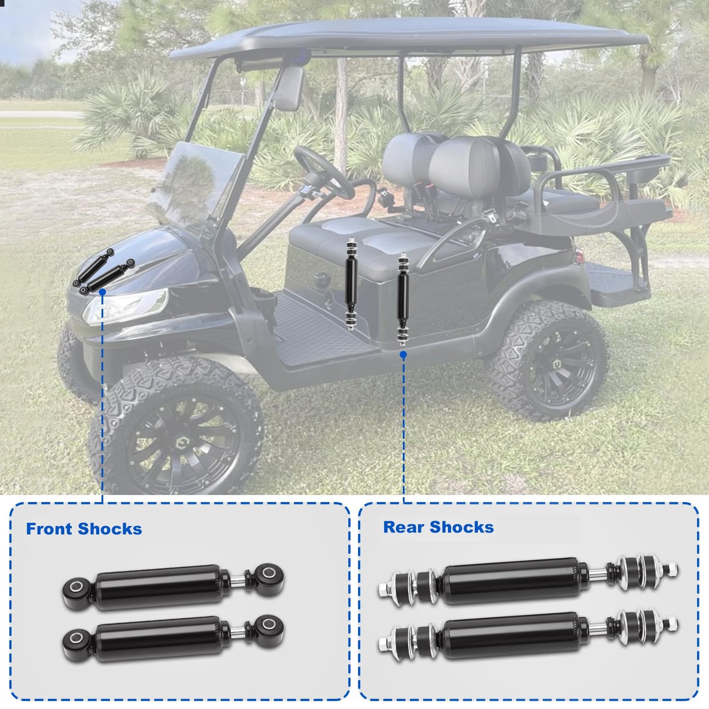Front and Rear Golf Cart Shock Absorbers Compatible with 1988-up Club Car DS G&E, 2004-up Precedent G&E Replace# 1014235, 1014236, 1010991, 1015813