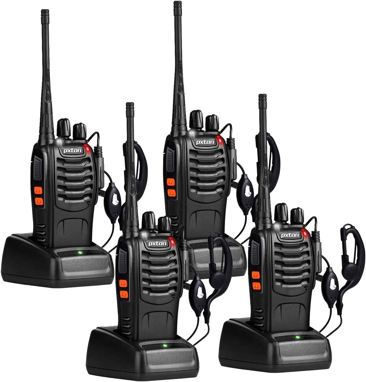 Pxton 777S & 888S Walkie Talkies - Long Range Rechargeable Two-Way Radios with Earpieces | 8 Pack