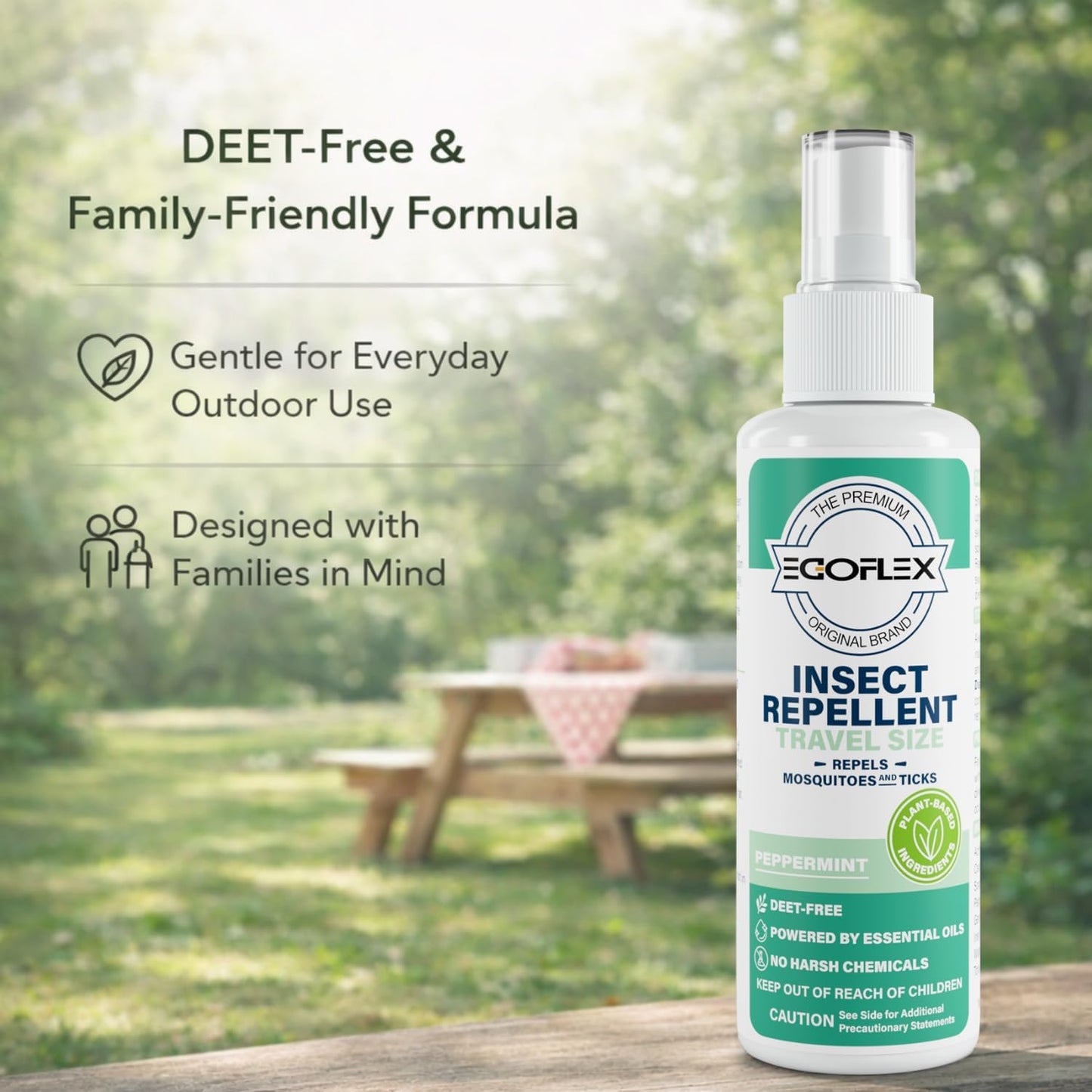 Skiennix Mosquito Repellent Spray - DEET-Free Travel Size Bug Deterrent with Natural Essential Oils - Peppermint Scent - 3 Fl Oz