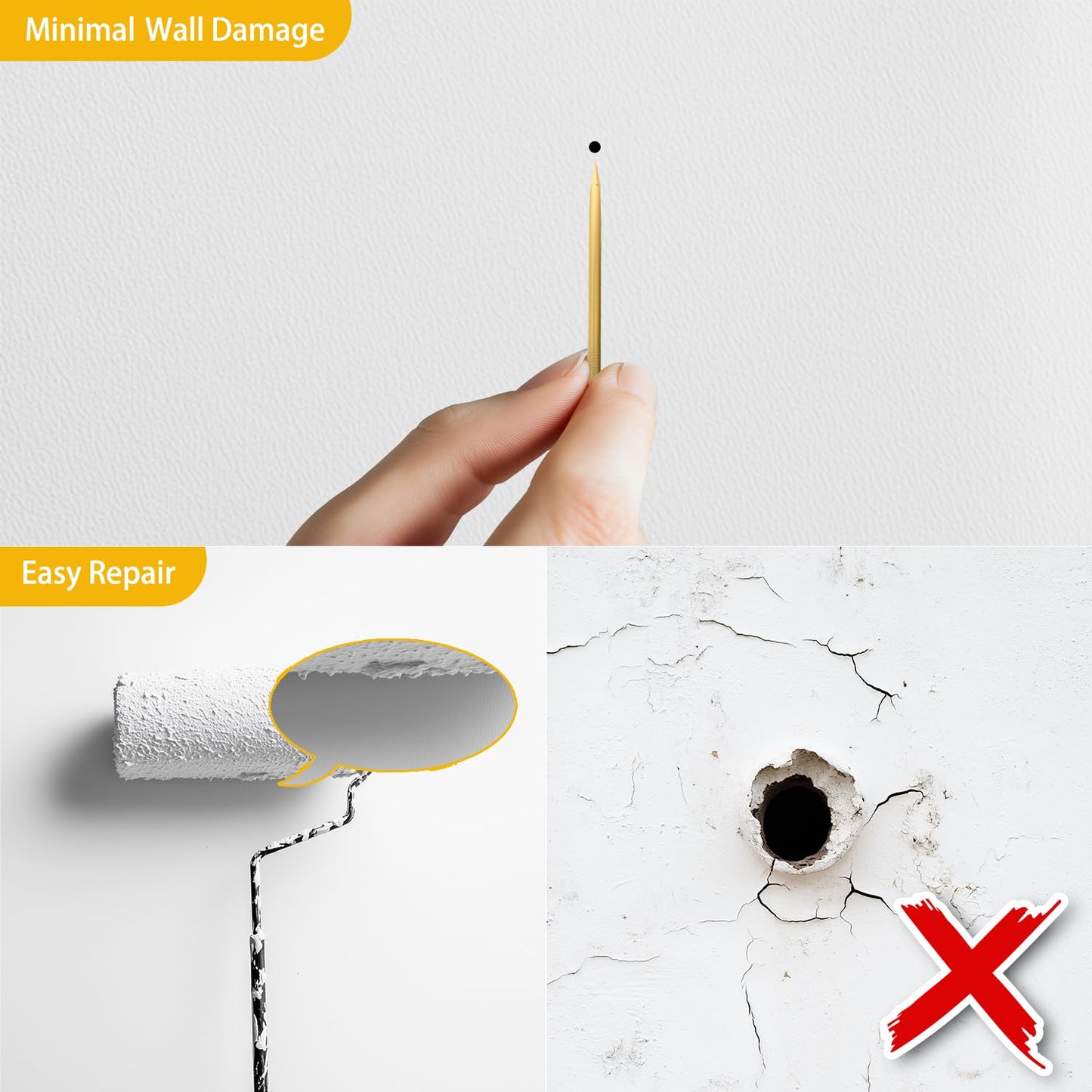 Phovana Picture Wall Hanger, 30 lb Drywall Plaster Picture Hangers, Picture Hanging Hooks, Picture Hanging Hardware, Picture Frame Hangers, Painting Hangers, Wall Hooks for Hanging Pictures, 50 Pack