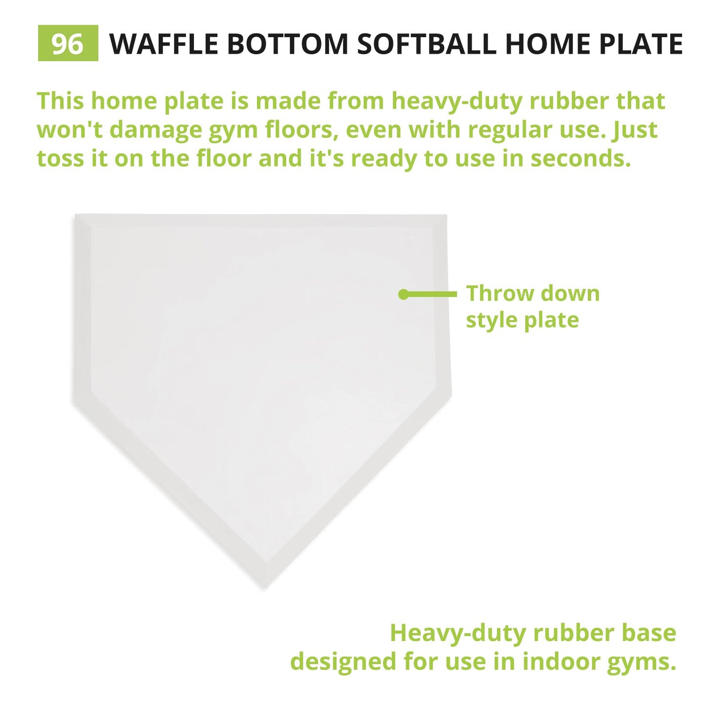 Champion Sports-96 Heavy-Duty Rubber Home Plate, White 16" x 17" x 1"