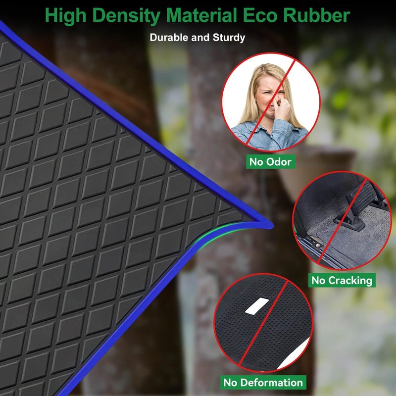 LEAPGOMAX EZGO RXV Floor Mat, Full Coverage Golf Cart Floor Liner Mat Replacement for EZGO RXV (2008-2022) & 2Five (2009+) Non-Slip&Easy to Clean-Blue Trim