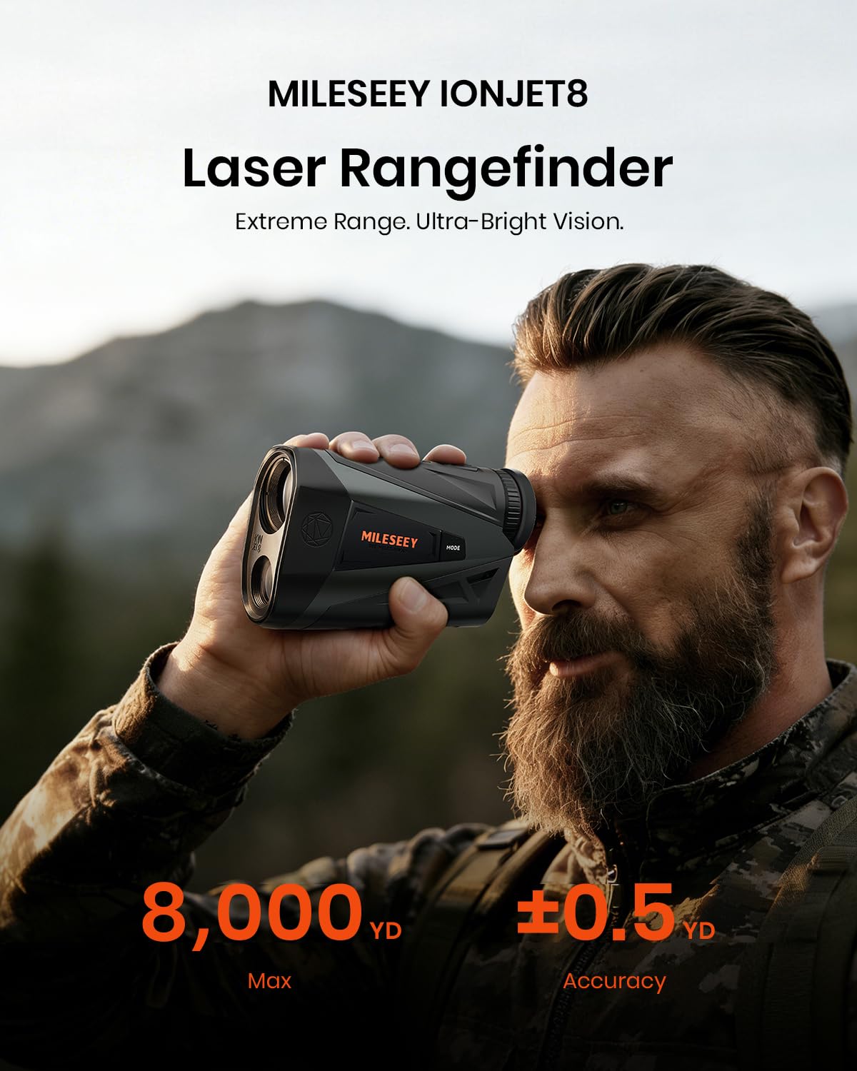 MILESEEY Hunting Rangefinder, 2000+ Yards Rechargeable Laser Range Finder with Bow Hunting Mode, Horizontal Distance/Angle/Scan, 7X Magnification, Waterproof Archery Shooting Rangefinder with Magnet