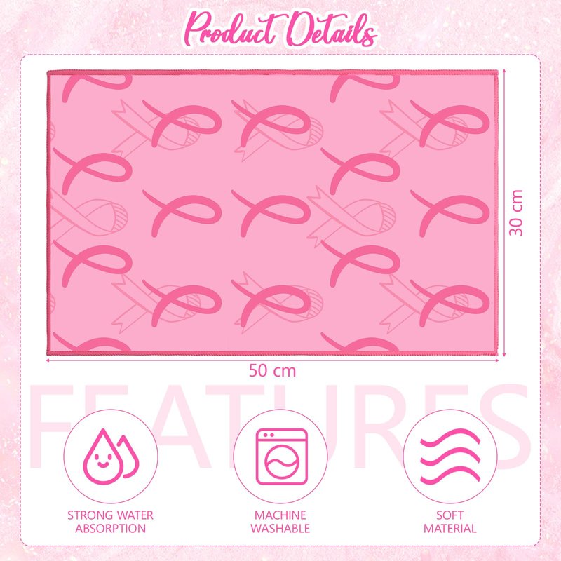 Tradder 24 Pcs Breast Cancer Awareness Towels Pink Ribbon Sports Towels 11.8 x 19.7 Inch Pink Out Cheer Accessory for Breast Cancer Procession Fundraising Cheerleading Golf Football Towel(Trendy)