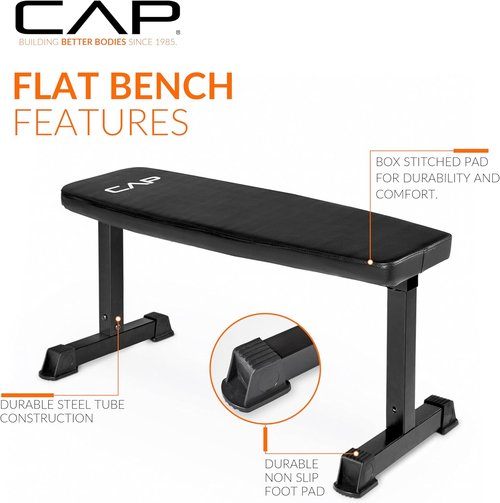Cap Barbell Flat Weight Bench - Durable Design for Home Gym | Color Series Options Available