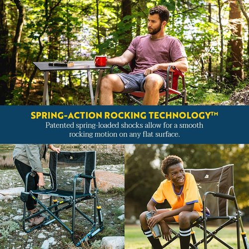 GCI Outdoor Freestyle Rocker Camping Chair - Portable Folding Design with Durable Armrests & Drink Holder - Royal Blue