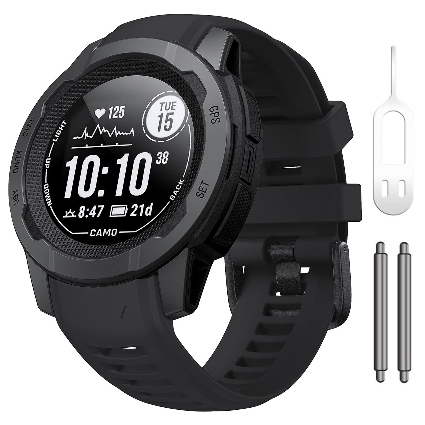 NotoCity Band for Garmin Instinct 2 Watchband Instinct 2 Solar wristband 22mm Soft Silicone Replacement Watch Strap Compatible with Instinct 2 Solar Tactical(Black)