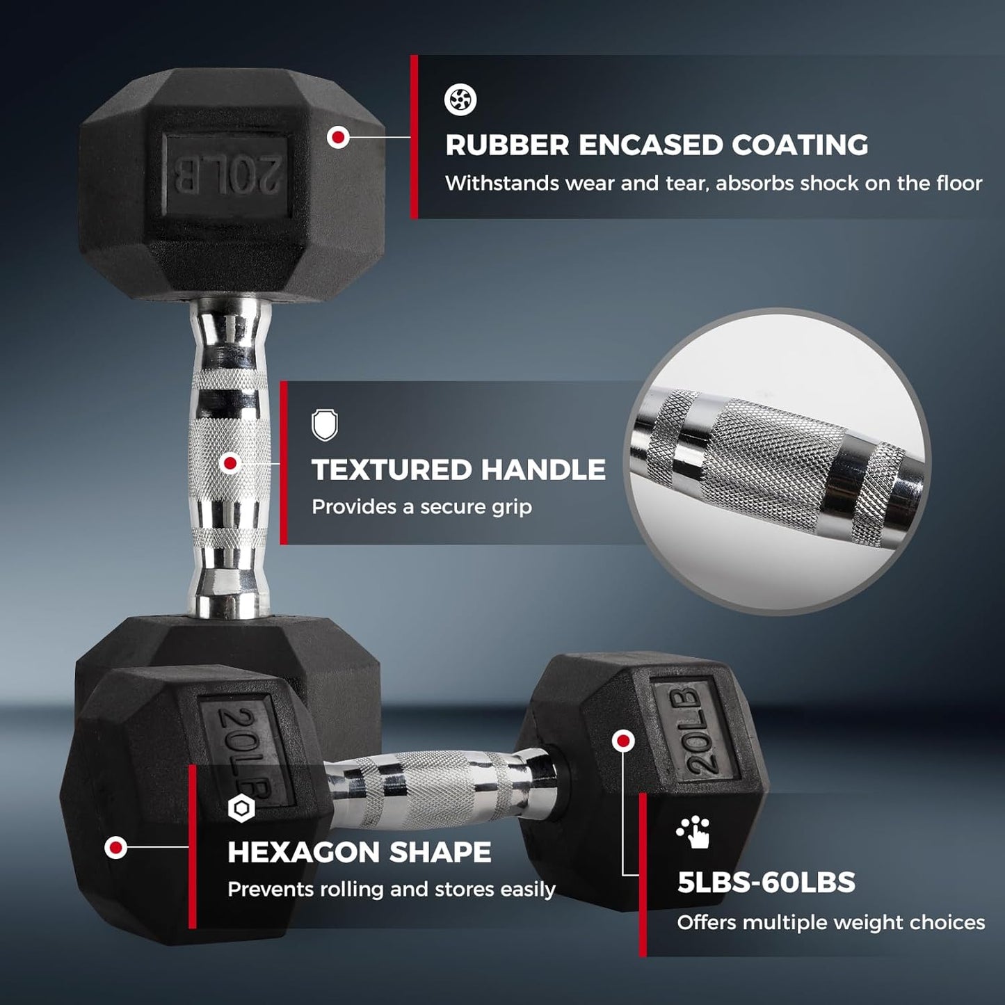 RitFit Rubber Coated Hex Dumbbell Set - 5-780LB Home Gym Strength Training | Anti-Slip Handle & Heavy-Duty Rack