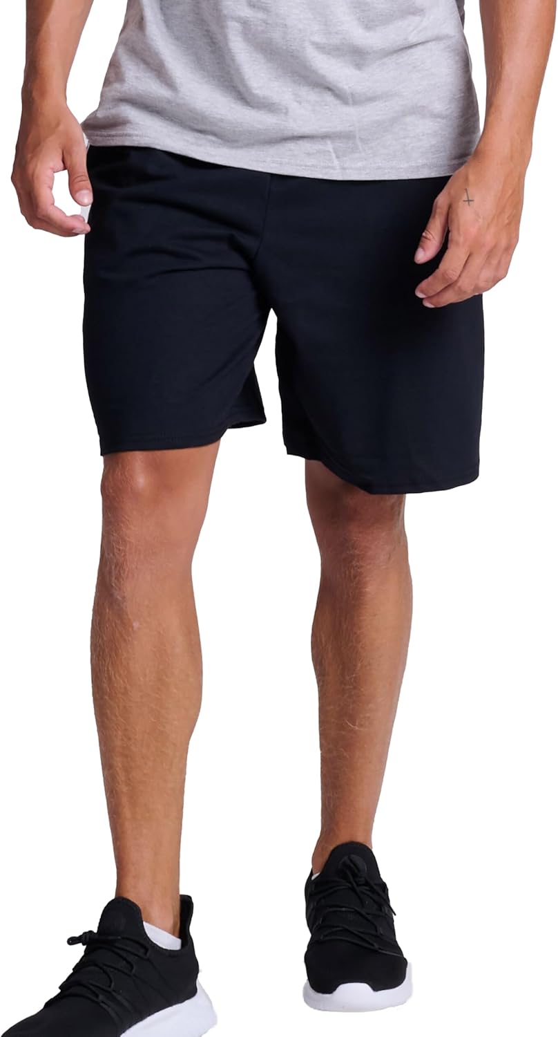 Russell Athletic Men's 9" Cotton Shorts - Relaxed Fit with Pockets & Adjustable Waist | Sizes S-4X