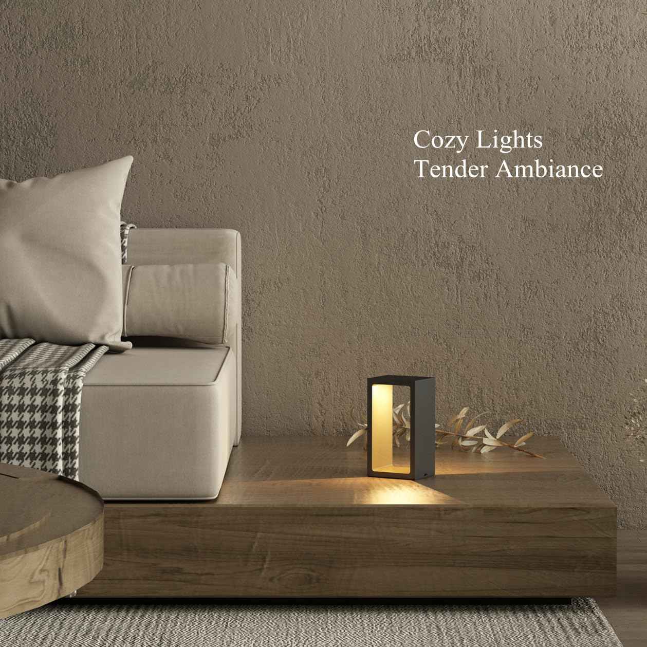 Minimalist Portable Cordless LED Desk Lamp, Adjustable Brightness Bedside Night Light, 7" High Aluminum Metal Table Lamp Battery Operated, Rechargeable Wireless Table Lamp for Home (Black + Gold)