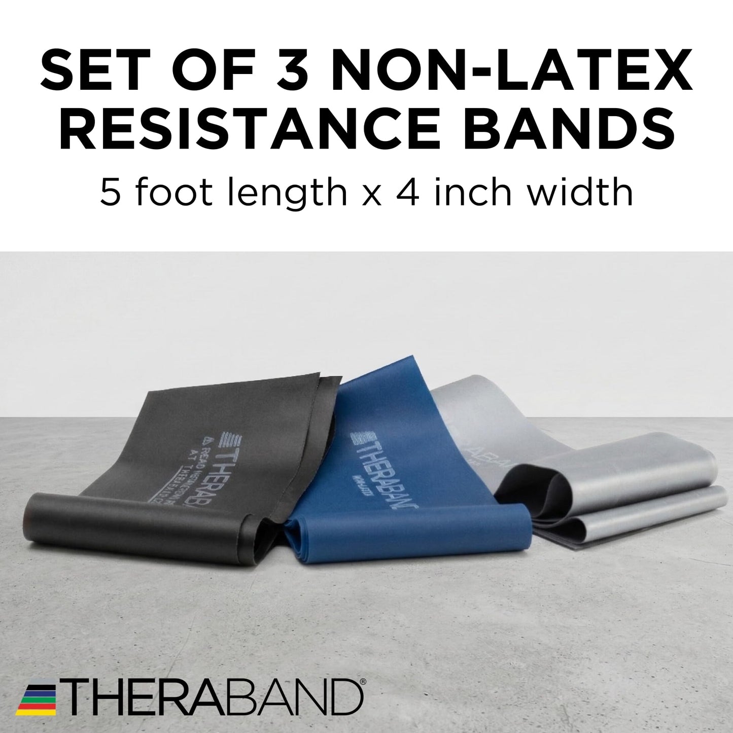 THERABAND Resistance Bands Set, Advanced Kit, Blue, Black, Silver, Latex Elastic Bands for Exercise & Physical Therapy, Strength Training for Upper & Lower Body Fitness
