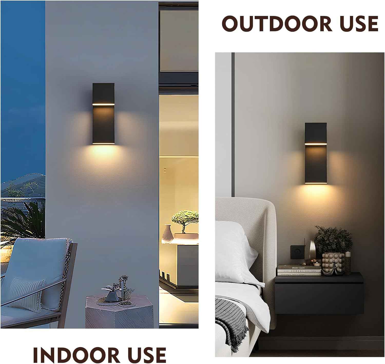 LED Outdoor Wall Sconce 3000K - Waterproof 18W Black Porch Light Fixture for Garage & Balcony
