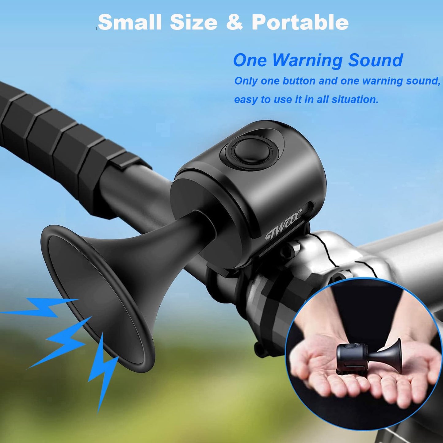 AaiLucky Electric Bike Horn, 120dB Loud Bicycle Horn, Electronic Bicycle Bells for Adults/Kids Bike/Scooter/Ebike, 300mAh Battery Operated, Waterproof