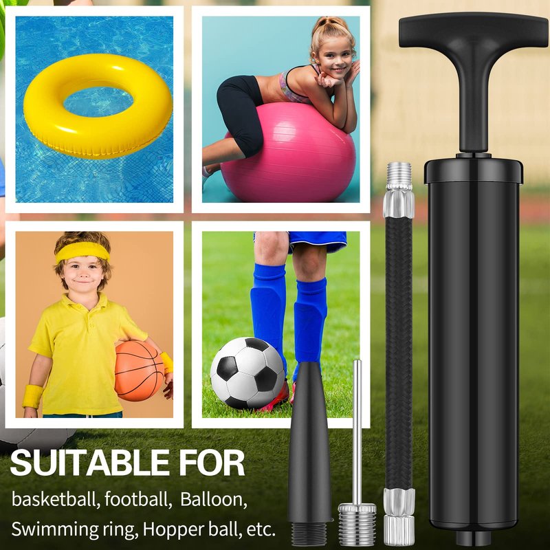 Reginary 10 Pcs Ball Pump for Sports Balls Pump with Needle and Extension Hose Bulk for Basketball Football Soccer Volleyball(Black,Classic Style)