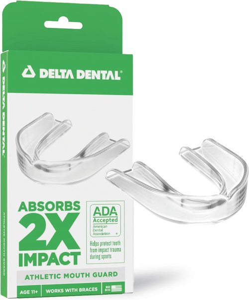 Delta Dental Sports Mouth Guard - ADA Accepted - Enhanced Impact Absorption - Clear for Braces