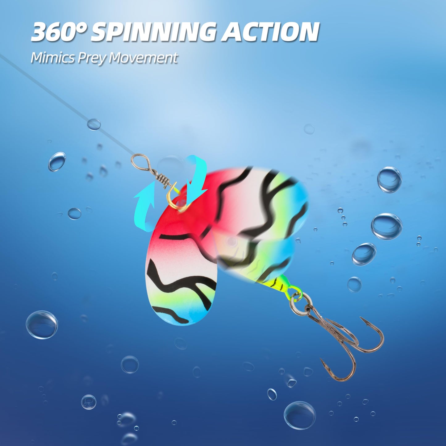 Inline Spinner Bait – Fish-Shaped Spinnerbait Lures 5-Pack, 360°Rotation with Reflective Blades, Perfect for Freshwater & Saltwater Fishing, Targeting Bass, Trout, Pike, Perch & More(Little Fat Fish)
