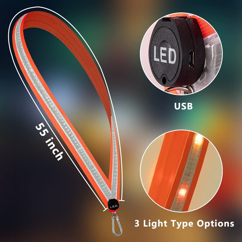 OLIKER LED Night Running Gear High Visibility LED Flashing Sash Outdoor Running Cycling Hiking Jogging Rechargeable Illuminating Gear for Men and Women Night Safety Walking (Orange)