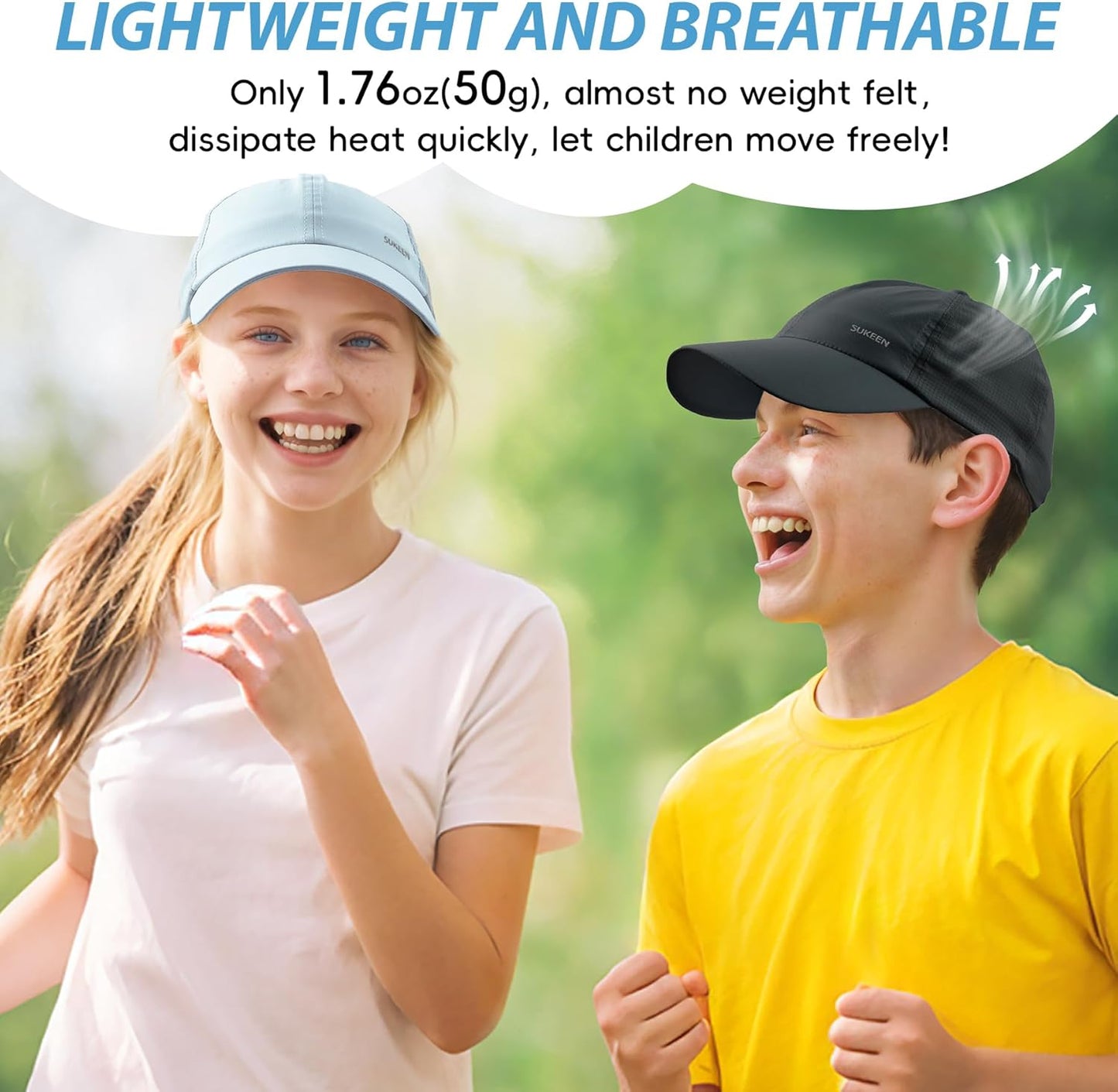 Sukeen Kids Baseball Caps - Lightweight UPF50+ Sun Hat | Quick-Dry Performance for Outdoor Fun