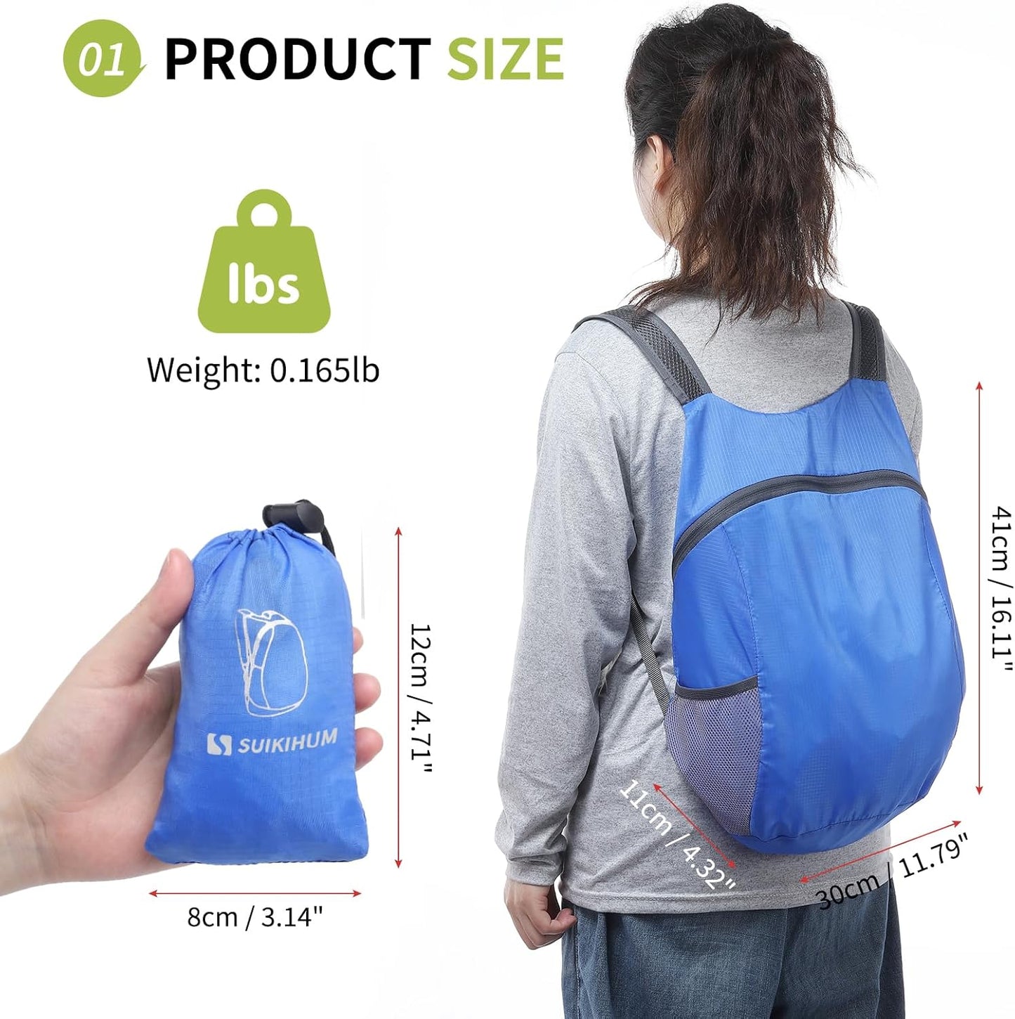 Skiennix 20L Ultra Lightweight Hiking Daypack - Foldable Travel Backpack for Camping | Sapphire Color