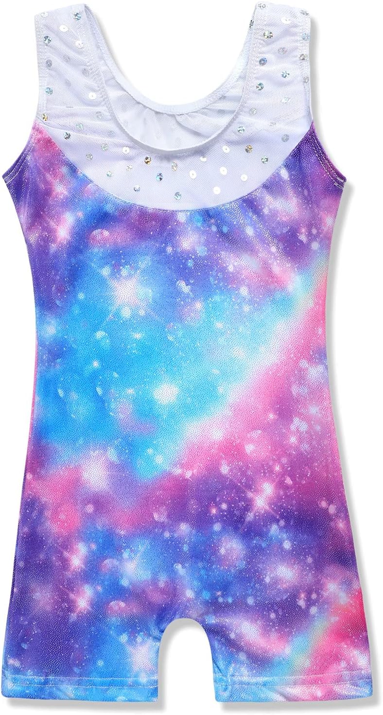 Skiennix Girls' Gymnastics Leotard - Shiny Rainbow Mermaid Unicorn Design | Toddler Size