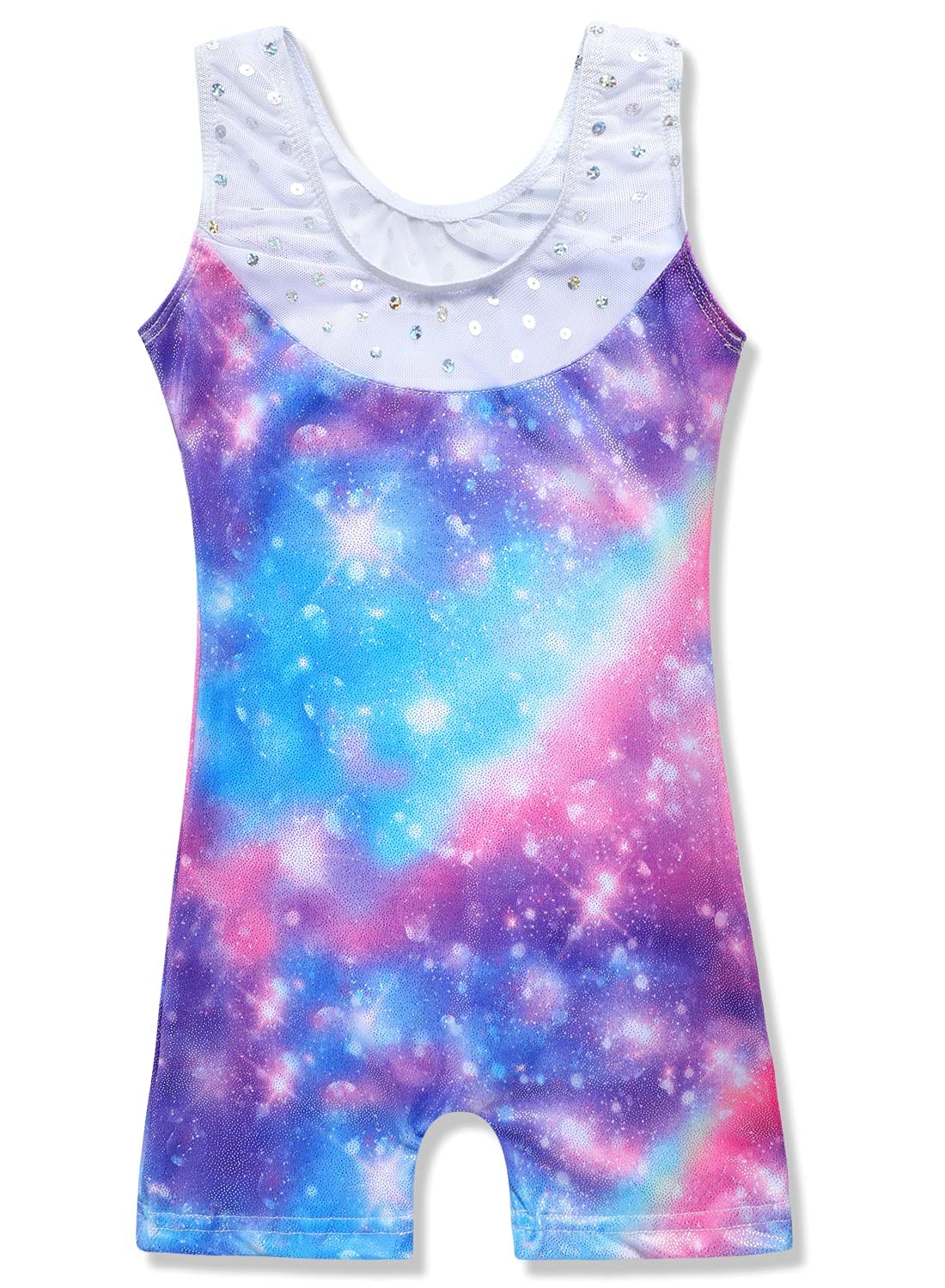 Leotards for Girls Gymnastics Unicorn Athletic Dance Wear Shiny Rainbow Blue Hotpink (Rainbow Galaxy, 3-4T)