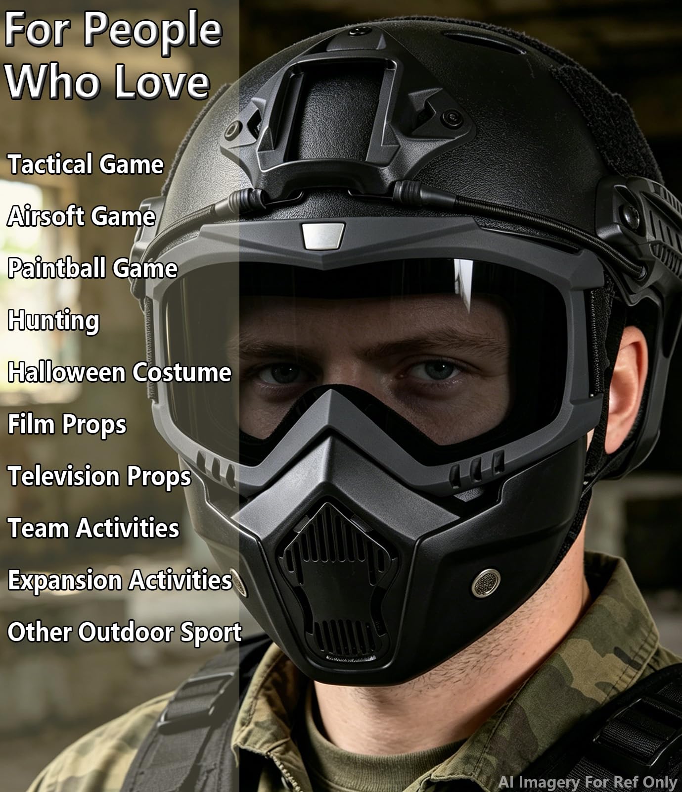 VPZENAR Airsoft Helmet and Full Face Mask,Paintball Black Helmet with NVG Mount Side Rail,Men's Military Costume Tactical Gear(PJ-BKGrey)
