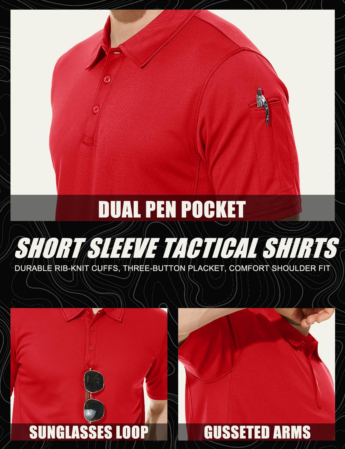 MAGCOMSEN Red Polo Shirts for Men Golf Polos Fishing Shirts Casual Shirts Quick Dry Summer Shirt Tomato Red XXL