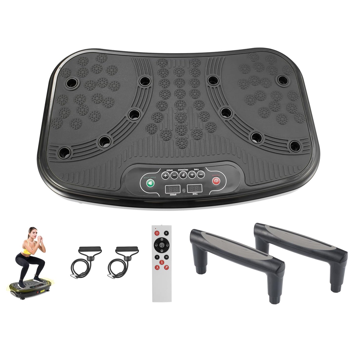 Vibration Plate Exercise Machine for Home Gym - High-Intensity Whole Body Vibration for Fat Burning, Lymphatic Drainage & Muscle Toning, with Resistance Bands & Push-Up Handles