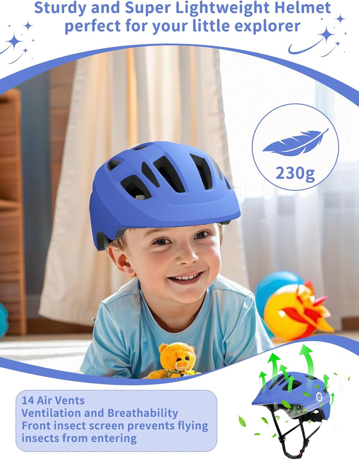 XJD Toddler Helmet - Adjustable Multi-Sport Bike & Skateboard Safety Gear for Ages 1+ | Lightweight Design