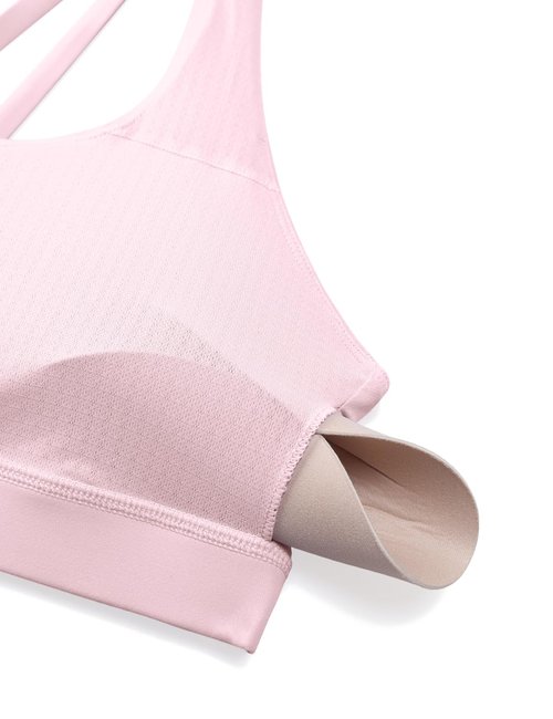 CRZ YOGA Naked Feeling Strappy Padded Sports Bras for Women - Fitness Workout Top Criss Cross Back Yoga Cami Strawberry Pink Medium