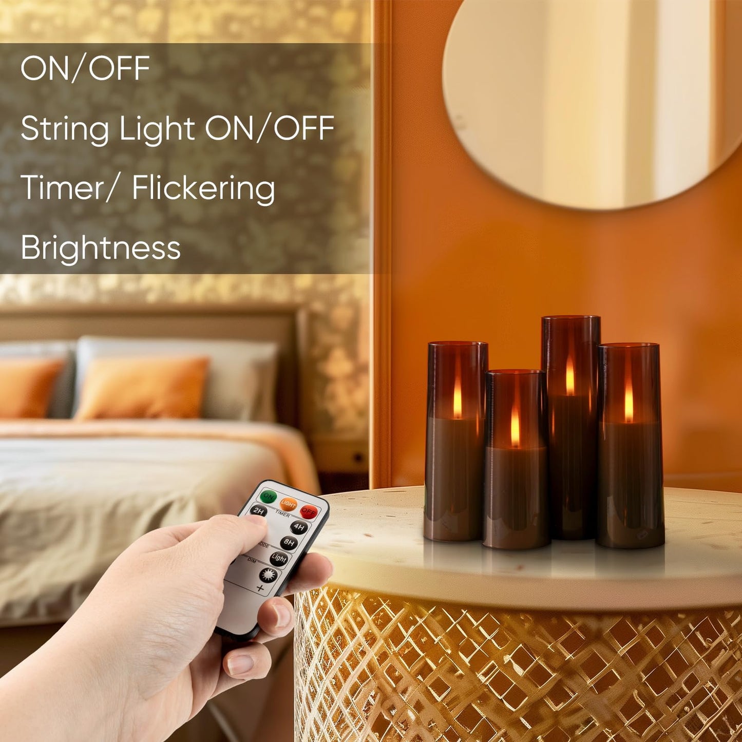 Homemory Grey Flameless LED Candles with Remote & Timer, Battery Operated, Fake Candles, Modern Home Decor, or Outdoor Events Set of 7