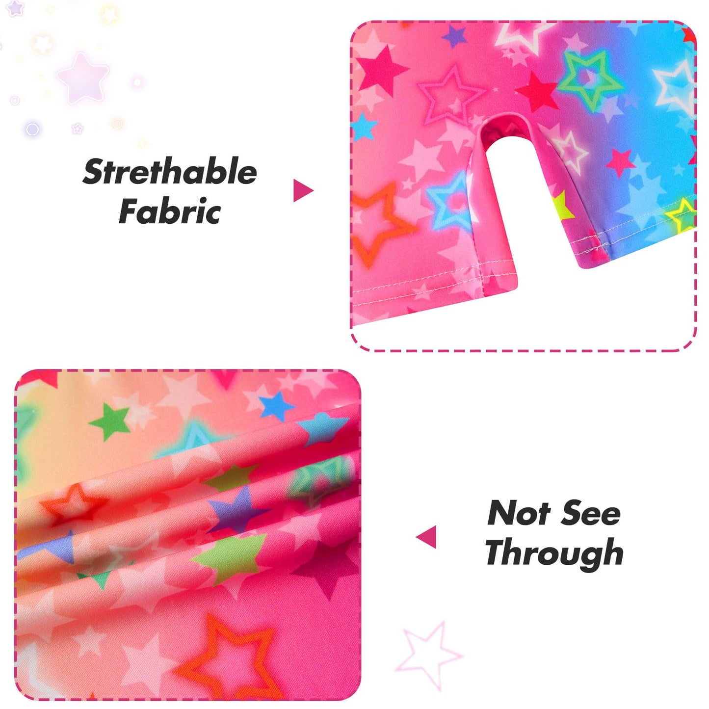 Taubow 2 Packs Leotards for Girls Size 7-8 Gymnastics Outfit Neon Star Leotard Biketard with Shorts Tumbling Outfit