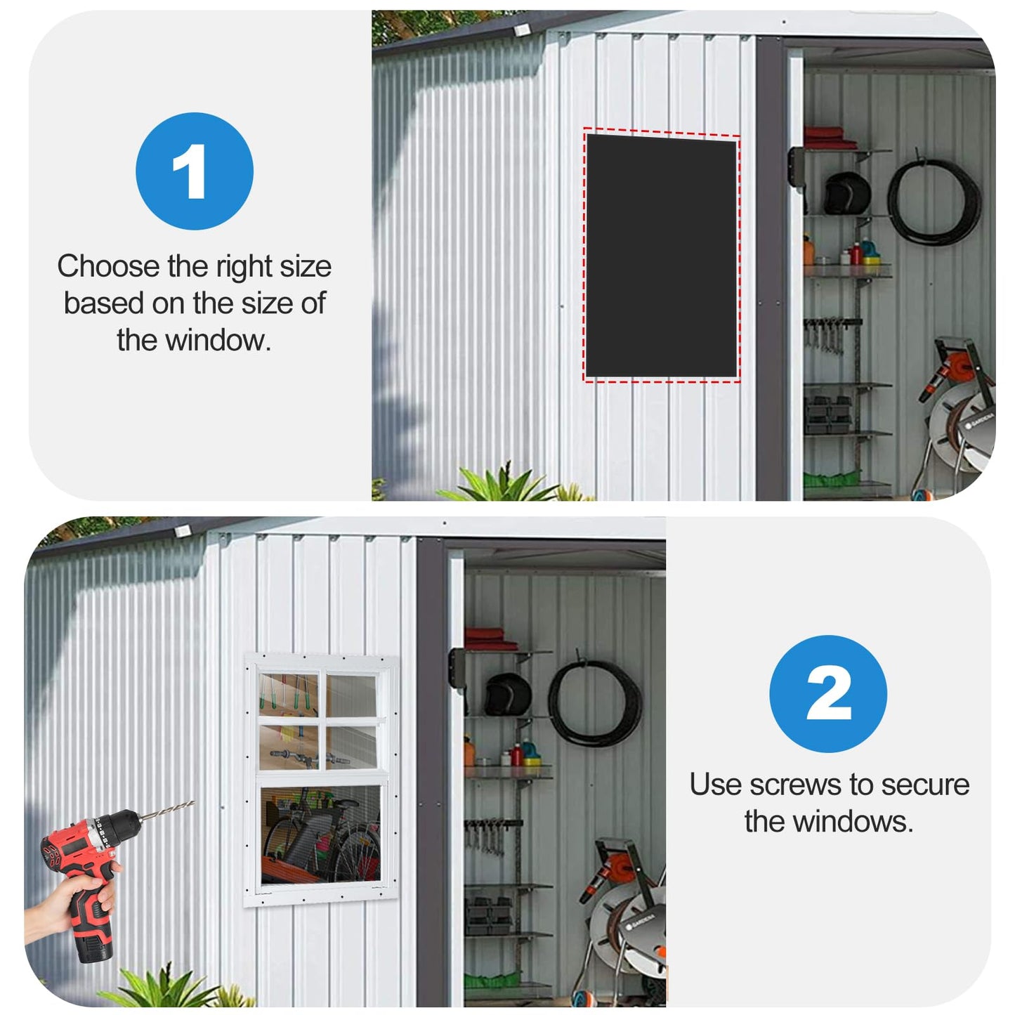 2 Pack 14"x21" Sliding Shed Windows, Chicken Coop Windows - White Flush Mount w/Removable Screen & Tempered Glass, Small Windows Suitable for Coops, Garages, Playhouses, Trailers