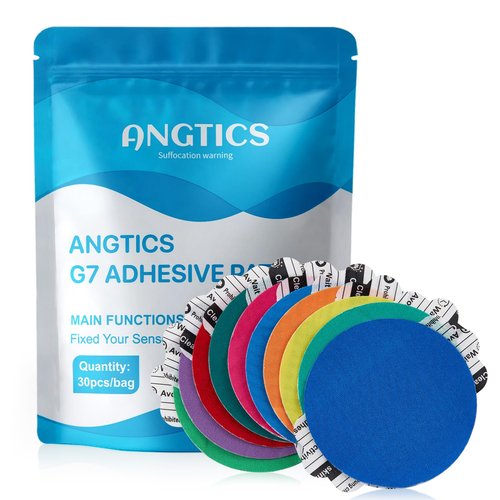 ANGTICS Dexcom G7 Adhesive Patches 30PCS, Waterproof & High Viscosity Over Patches, Pre-Cut Adhesive Medical Tape, 10+ Days Long Stay, Breathable, Latex-Free, Sensor is NOT Included (Multicolor)