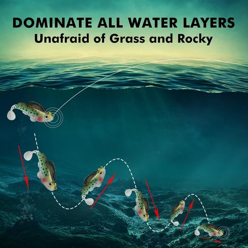 Gotour Fishing Lures - Weedless Soft Paddle Tail Swimbaits for Freshwater & Saltwater | Premium Pre-Rigged Jig Heads