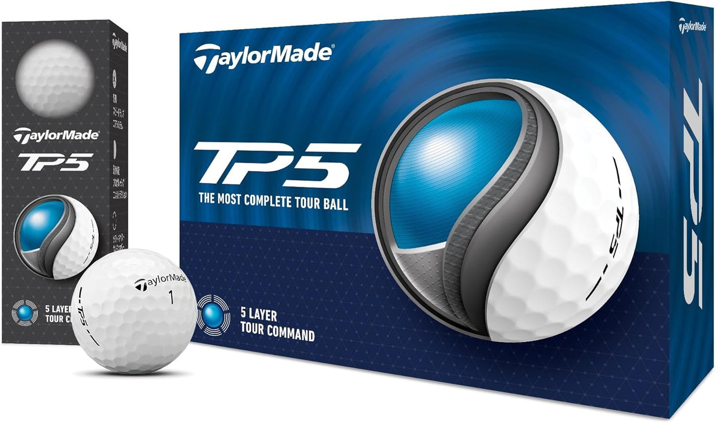 TaylorMade Golf TP5 Golf Balls - Premium Performance | One Dozen, Exceptional Distance & Control