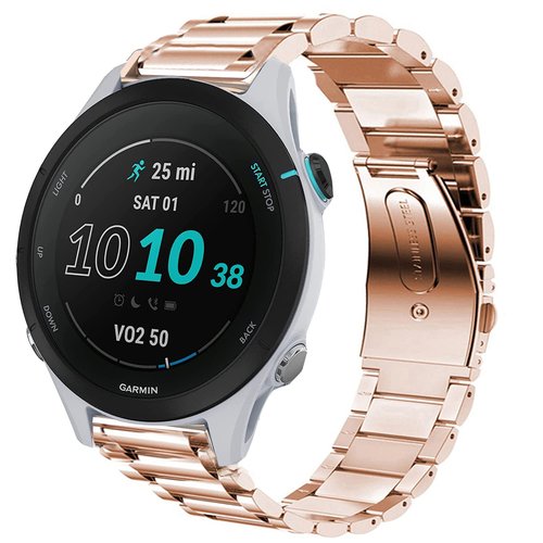 Compatible for Garmin Forerunner 255 Band, Quick Release Stainless Steel Metal Replacement Straps Compatible with Garmin 255 46mm / 255S 41mm Smartwatch (Rose Gold, 41mm Case Forerunner 255S)