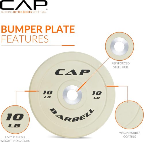 CAP Barbell Rubber Olympic Bumper Plate - Durable Weightlifting Disc | Multiple Colors Available