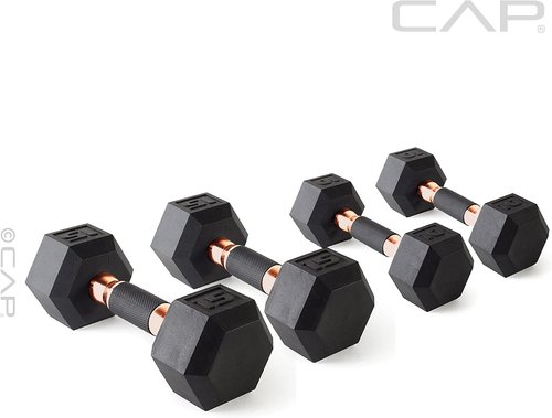 CAP Barbell 50 lbs Coated Dumbbell Set - Copper Handles | Includes 10 lb x 2 & 15 lb x 2