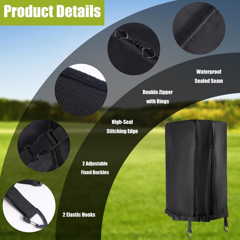 600D Golf Bag Rain Hood Cover with Waterproof Dual Zippers, Golf Bag Top Dust Covers with 2 Elastic Straps and 2 Fixed Straps, fit Most Tour Bags Golf Bags Stand Bags or Carry Cart (13 x 8 x 21 inch)