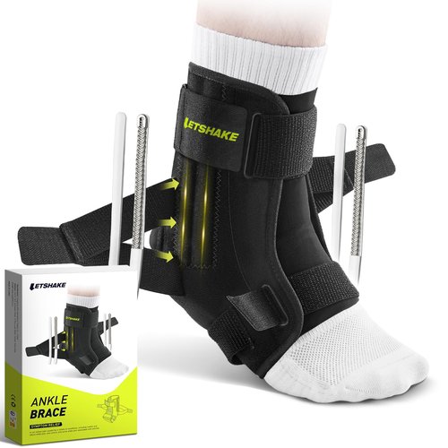 LETSHAKE Ankle Brace for Men Women, Ultralight Sprained Ankle Stabilizer for Plantar Fasciitis & Achilles Tendonitis, Adjustable & Breathable Ankle Support for Basketball, Running, Sports Injury Recovery (L/XL)