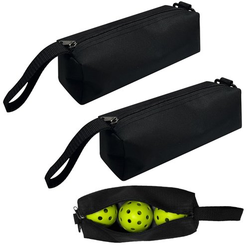 Rainmae 2 Pcs Pickleball Ball Holder Bag, Tennis Ball Pouch Portable Pickle Ball Storage Bag with Hook, Pickleball Paddle Bag for Pickleball Accessories Sport Gear Holds 3 Pcs Regular Pickleball Ball