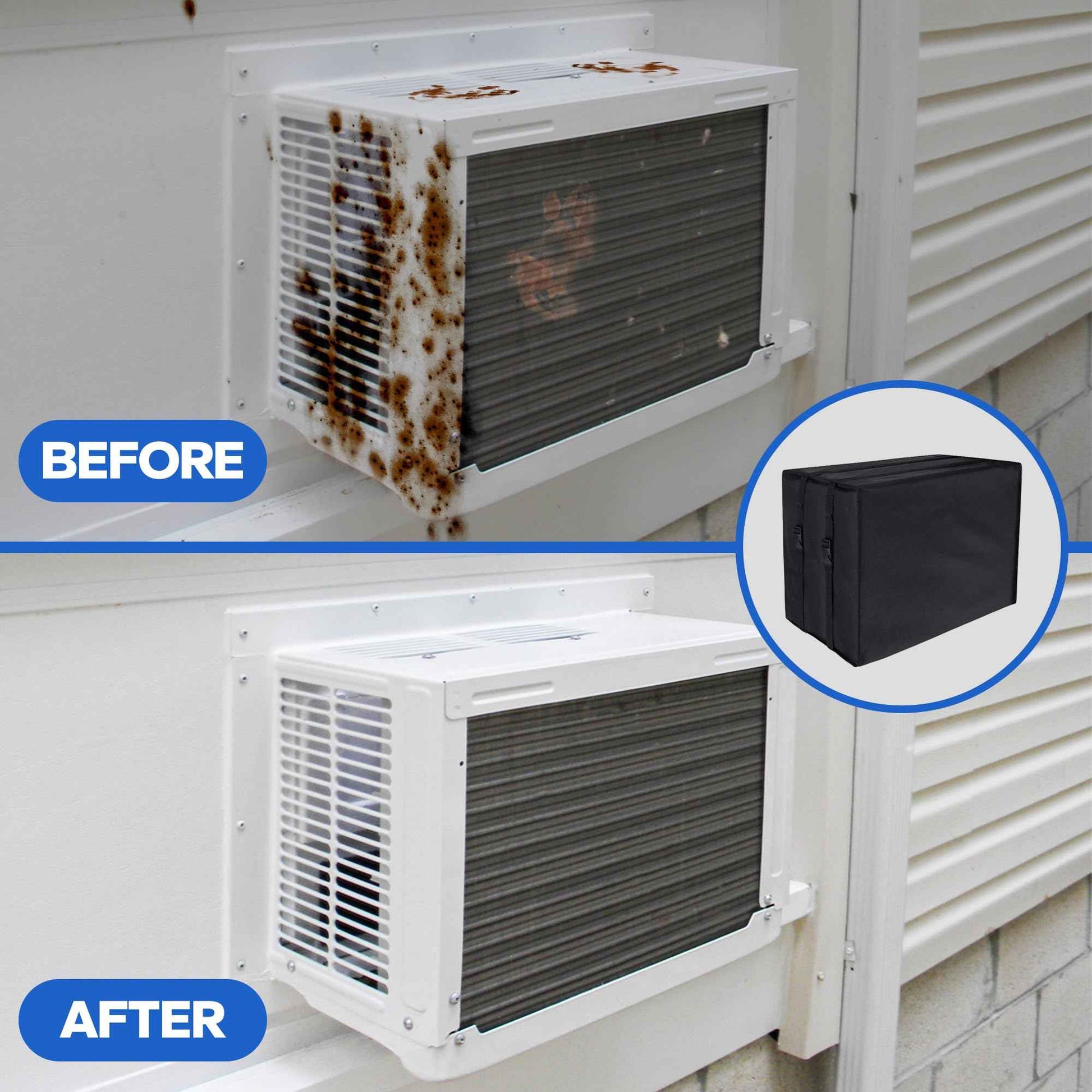 Cestluck Window Air Conditioner Covers for Outside: XL Size-27.6"(W) x 22.6"(D) x 18.6"(H) Black Outdoor Window Cover for Winter - Dustproof Windproof, Snowproof, Waterproof