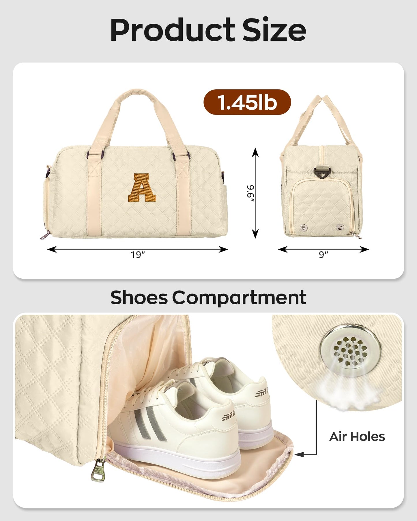 Elilier Women Girl Gifts Travel Duffle Bag: Weekender Overnight Bag with Makeup Bag, Gym Dance Gymnastics bag w Shoe Compartment for Girl Teens, Personalized women gift for Her